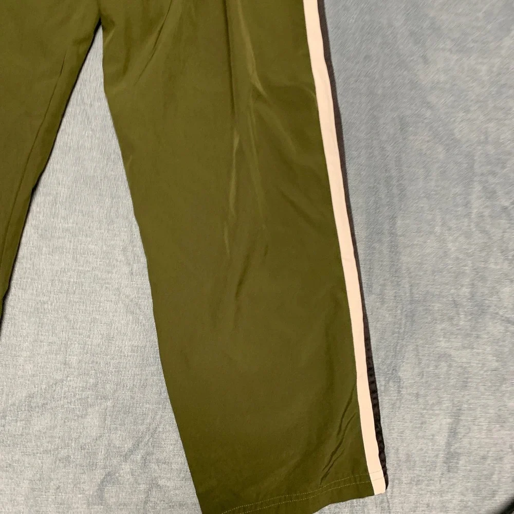 Adidas Track Pants Mens XL Green 3 Stripes Performance Gym Drawstring Waist